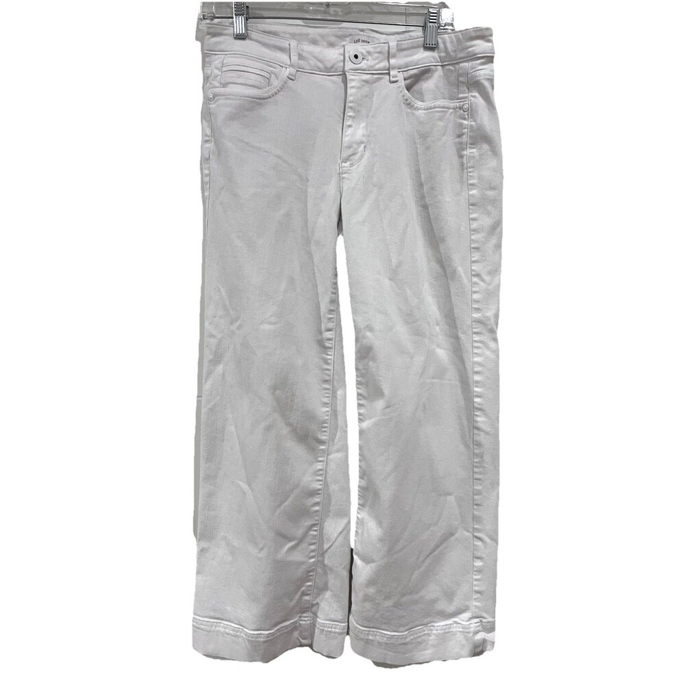 J Jill Denim Stretch Wide Leg Cropped Pants White Size 8T Inseam 26 Inches - Picture 2 of 9